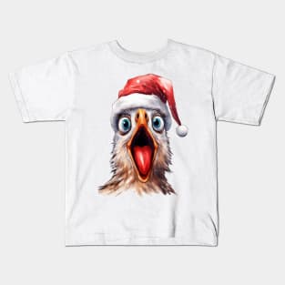 Funny Christmas Chicken Face Kids T-Shirt